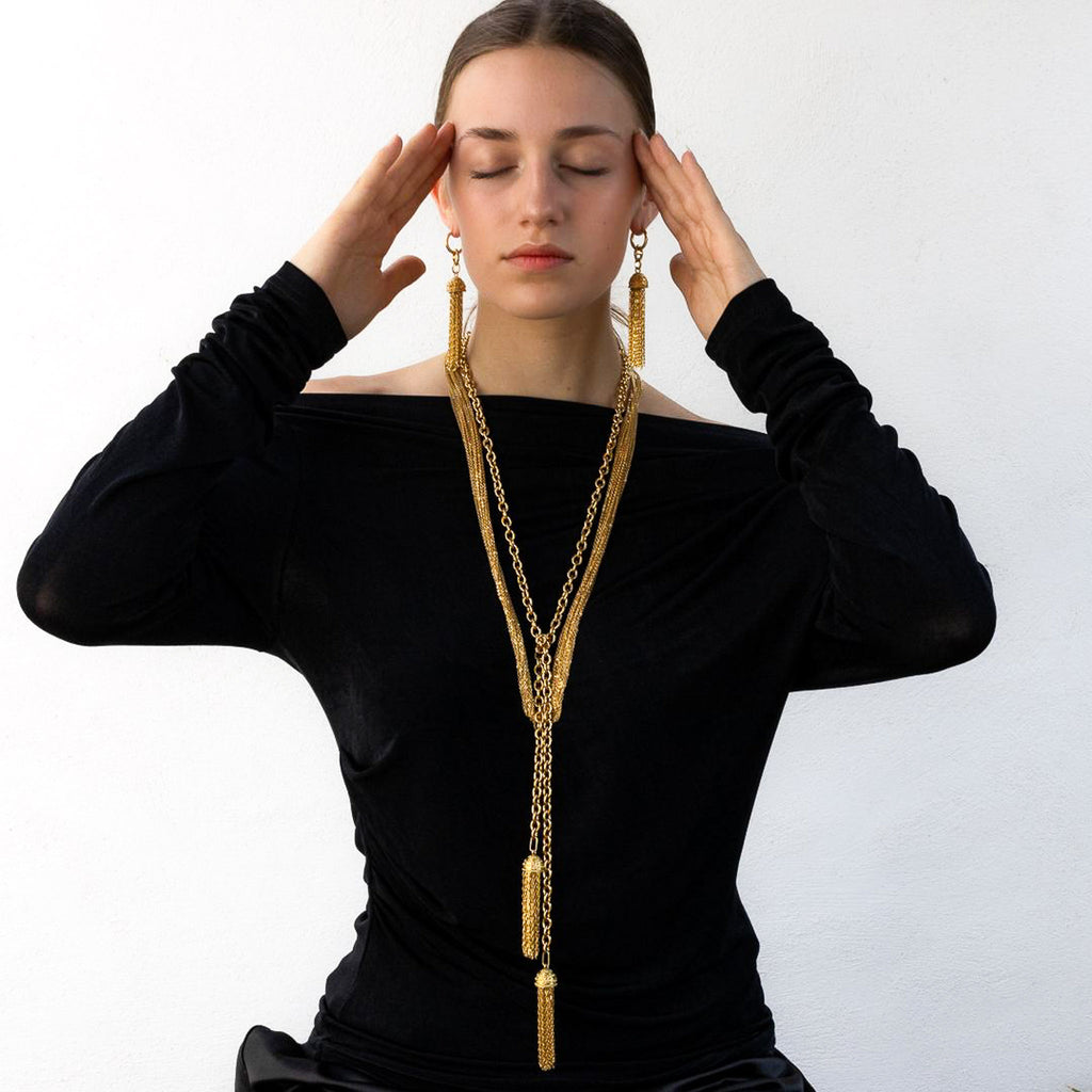 Collier cravate chaîne et Pompon x BLING