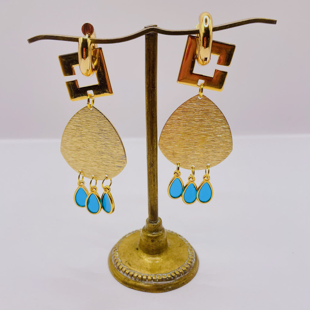 Boucles dorées gouttes pendantes et cristaux colorés x CANOPÉE DORÉE