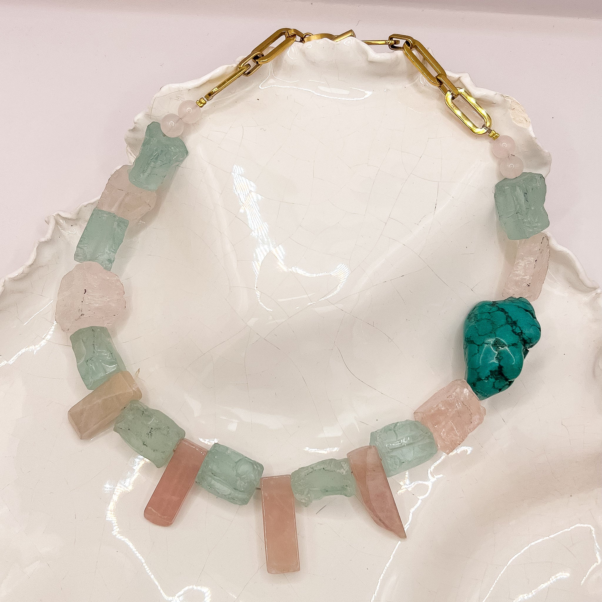 Collier Quartz Rose, Turquoise et Morganite x PRÉCIEUSE