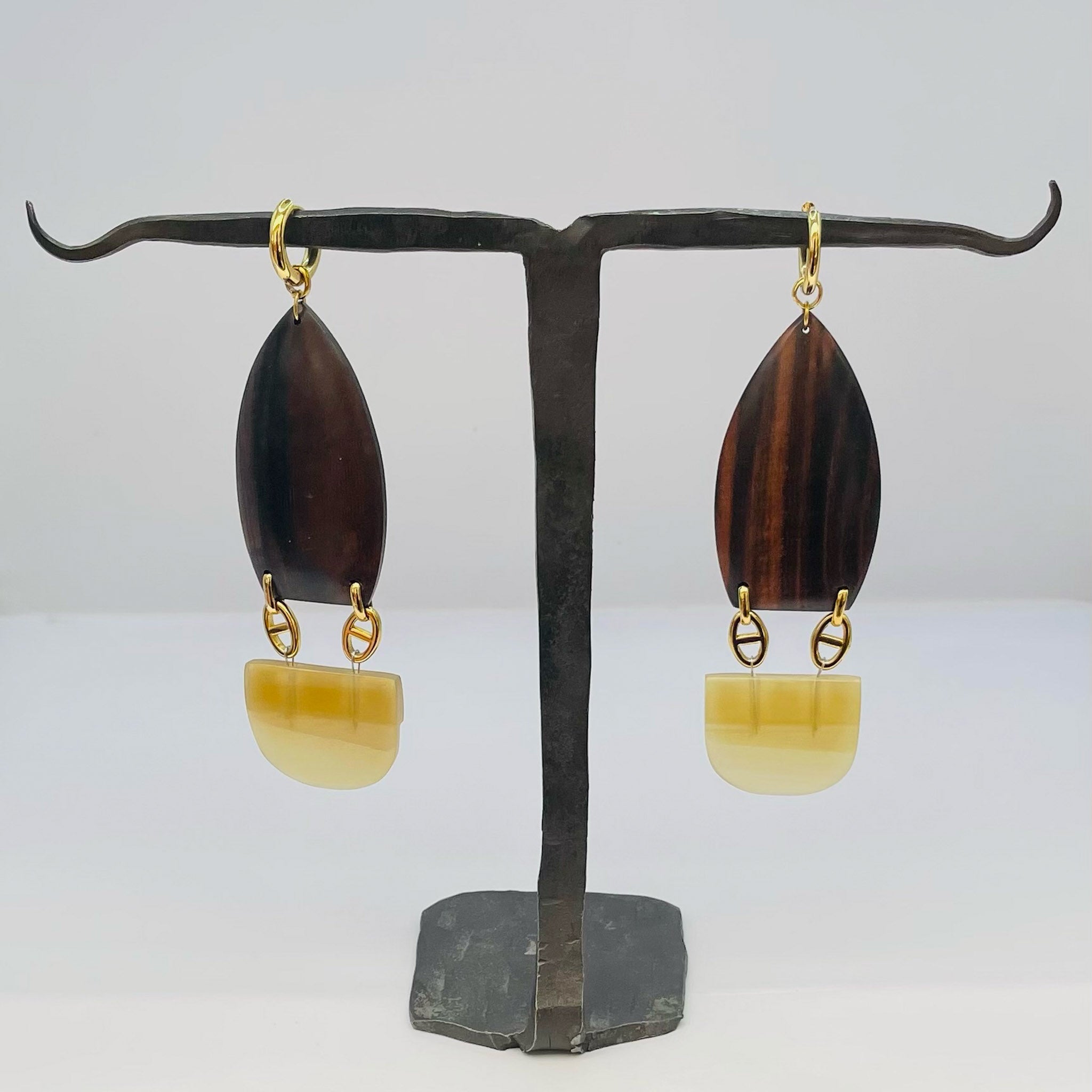 Boucles triangle ébène et corne x ÉTHNIQUE