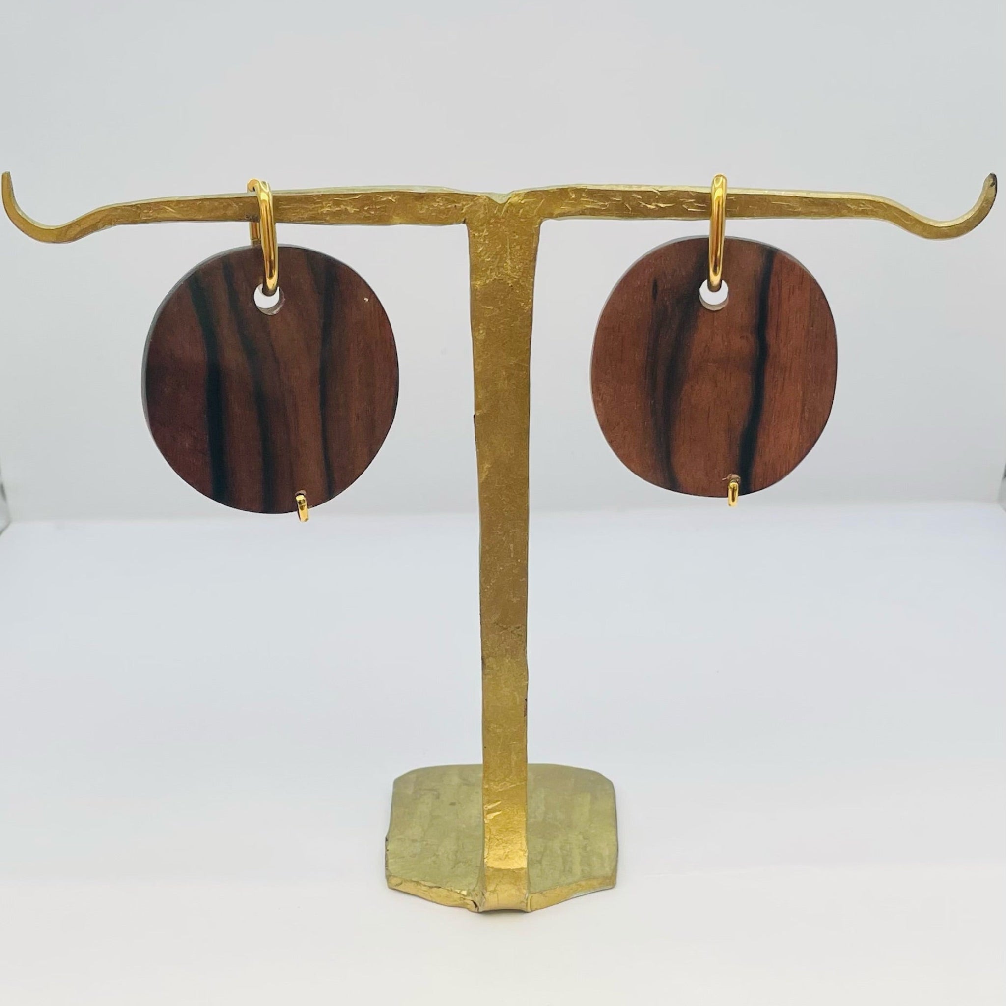 Boucles d'oreilles pastille ébène x ÉTHNIQUE