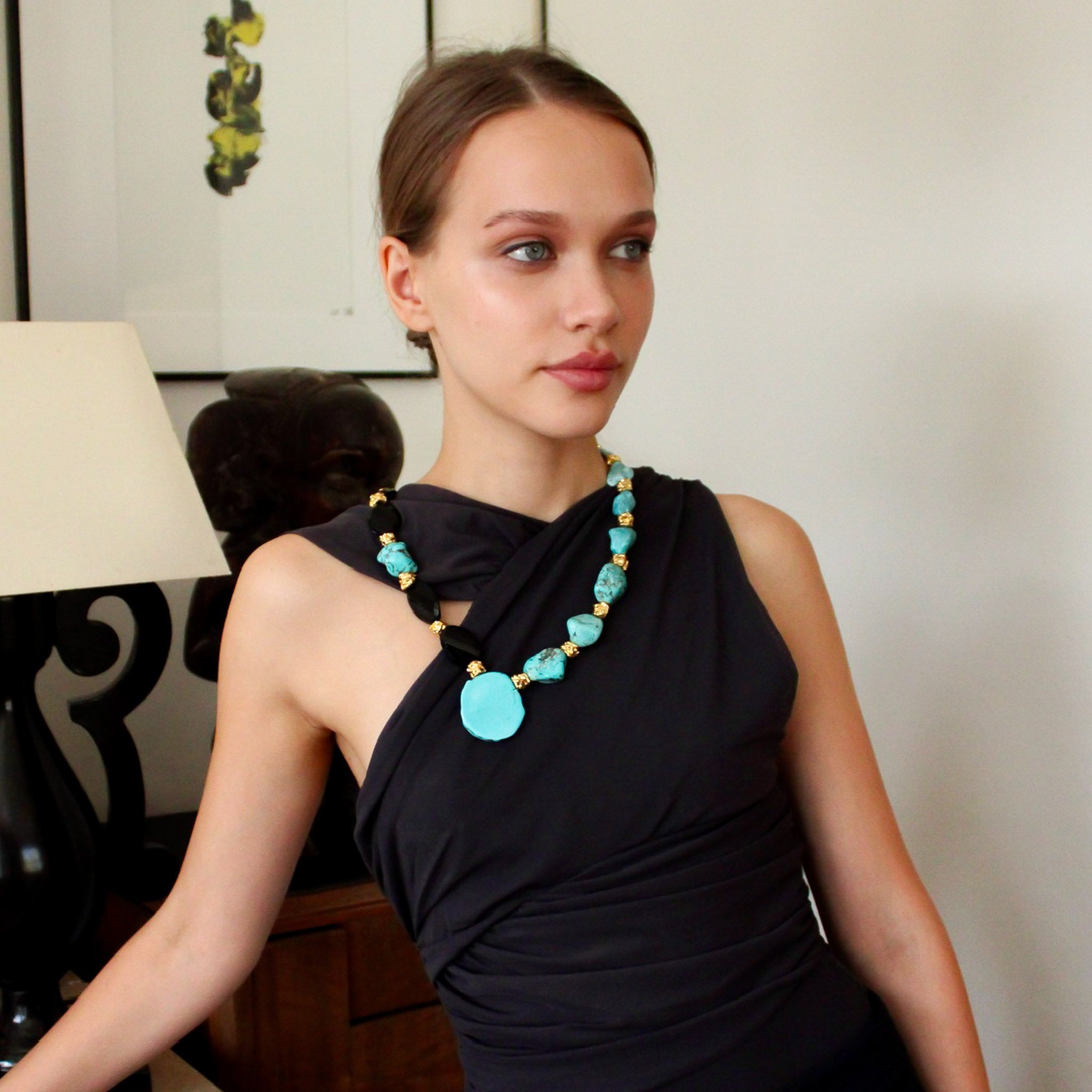 Collier Quartz bleu foncé et Turquoise x PRÉCIEUSE