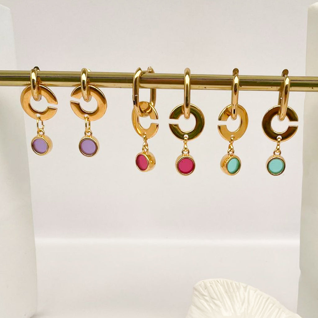 Boucles d'oreilles vitrail rond x CRISTAL